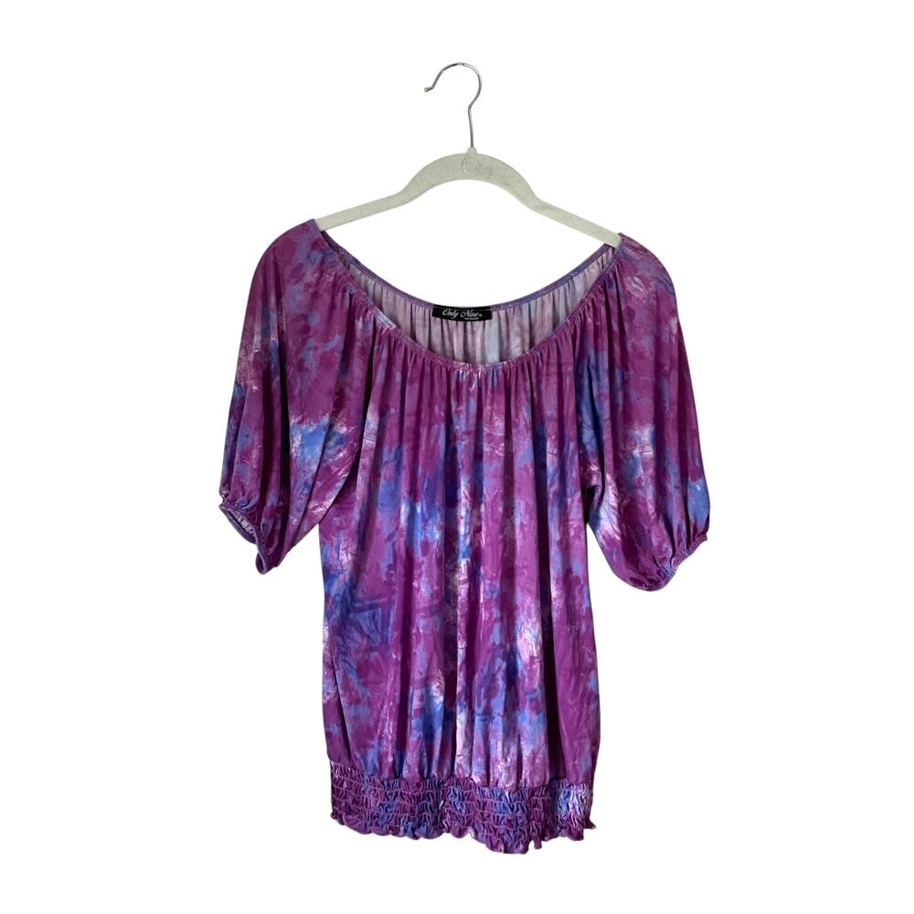 Only Nine Purple and Blue Pleated Blouse: Y2K, Modern
